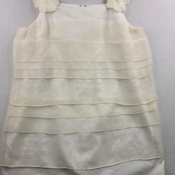 Charles Chang-Lima Silk Ivory Sleeveless Tiered Dress Floral Straps Size 4 USA - Picture 2 of 9